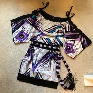 Kimono style Bebe dress with belt.